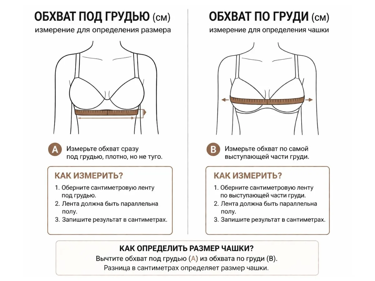 Как замерить размер бюстгальтера