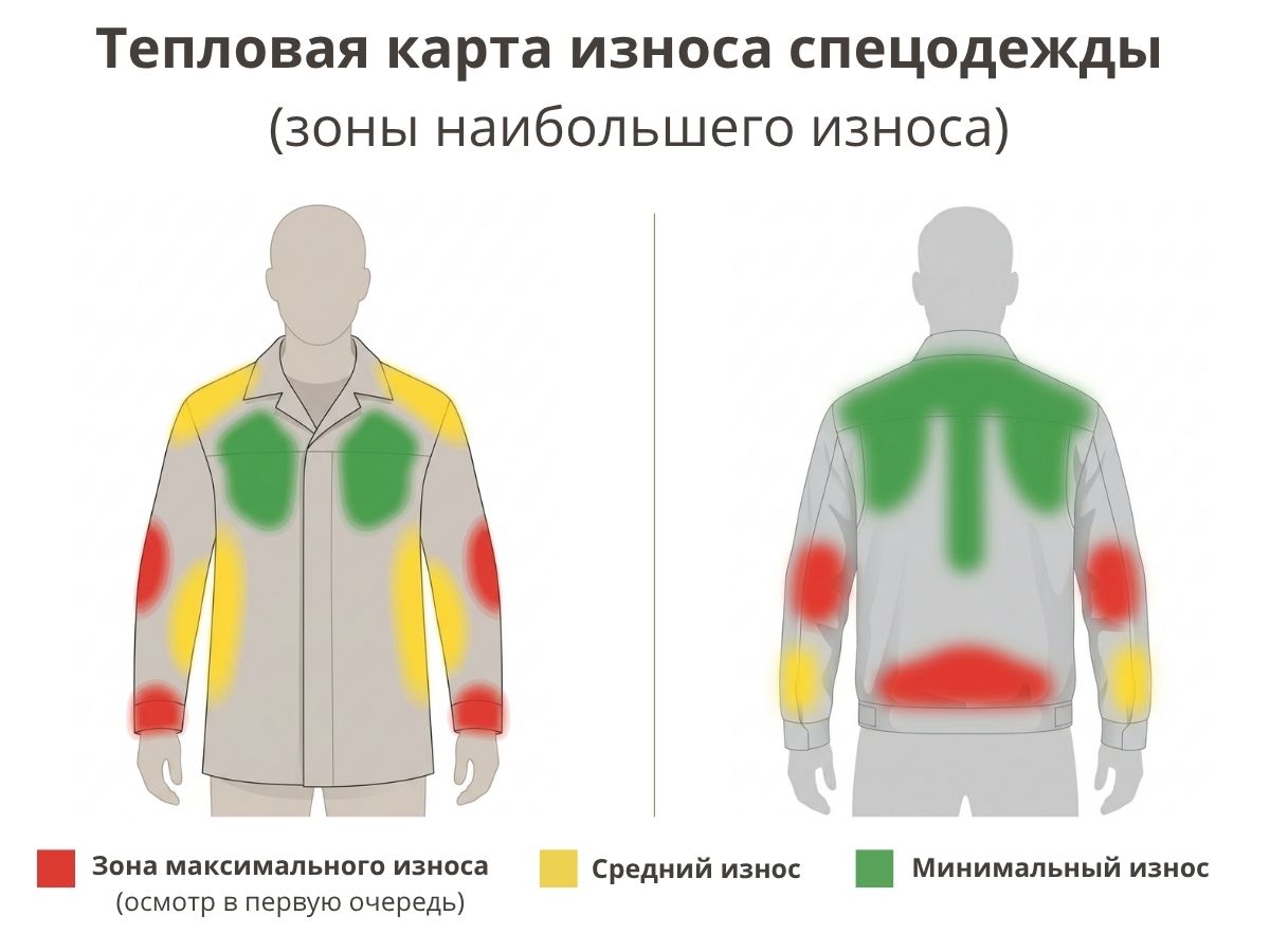 Тепловая карта износа спецодежды: этапы осмотра