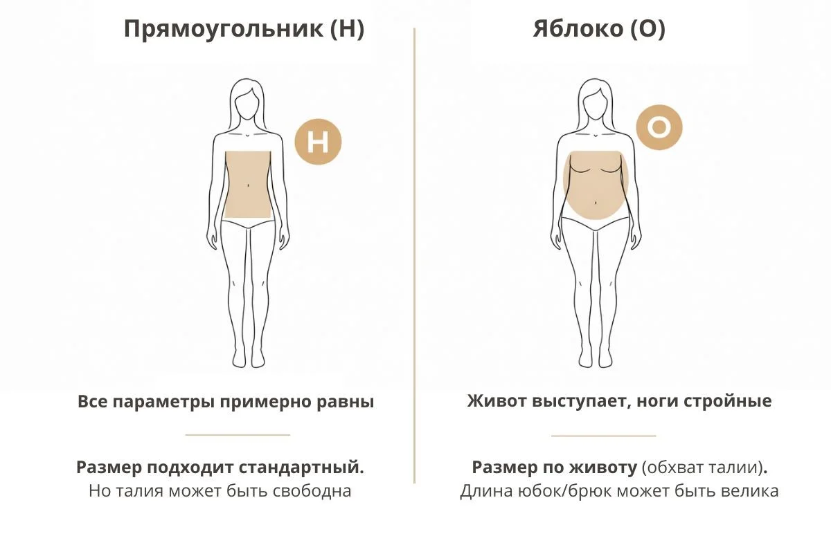 Типы женских фигур — схема 2